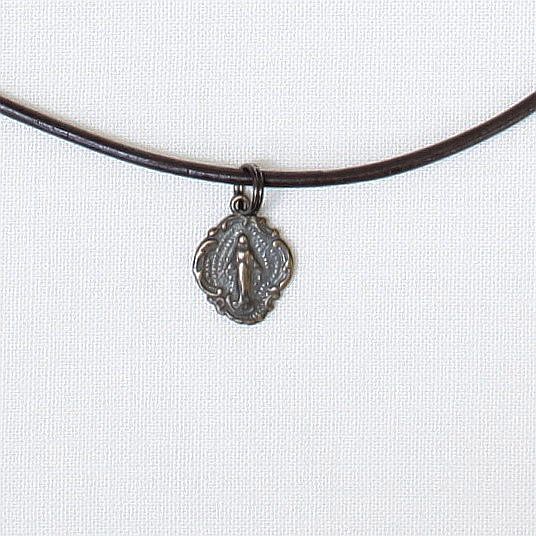 Tiny Miraculous Mary Choker, Sterling or Bronze