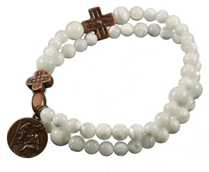 Mother of Pearl Rosary Bracelet with St. Peregrine medal