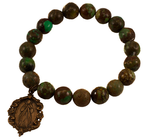 Natural Green Turquoise Divine Mercy Bracelet