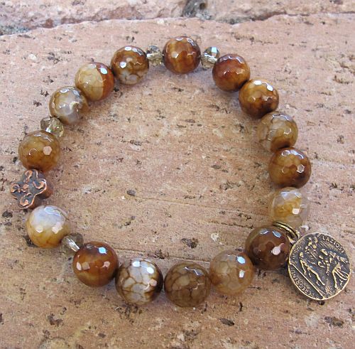 Fire Agate Rosary Bracelet with St. Peregrine