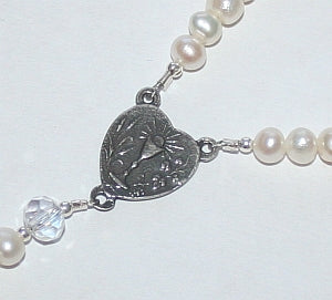 First Communion Rosary Bracelet, Freshwater Pearl and Sterling