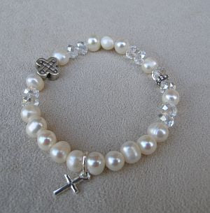 Pearl First Communion Rosary Bracelet