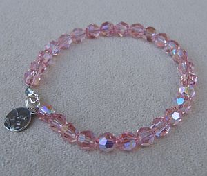 Pink Crystal Bracelet with Guardian Angel