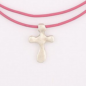 Contemporary cross on pink leather