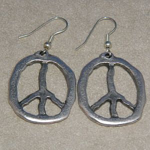 Silver Retro Peace Earrings