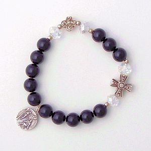 St. Peregrine (Patron Saint for Cancer victims) Black Onyx single decade rosary bracelet