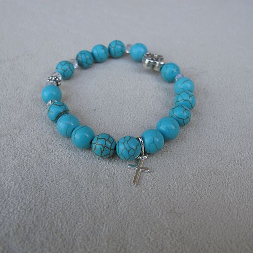Turquoise First Communion Rosary Bracelet