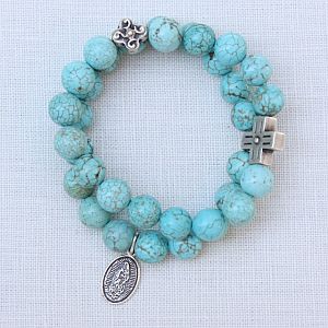 Our Lady of Guadalupe Double Turquoise Bracelet